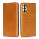 For Tecno Pova 3 Cow Texture Magnetic Horizontal Flip Leather Phone Case(Light Brown) - 1