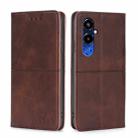 For Tecno Pova 4 Pro Cow Texture Magnetic Horizontal Flip Leather Phone Case(Dark Brown) - 1