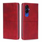 For Tecno Pova 4 Pro Cow Texture Magnetic Horizontal Flip Leather Phone Case(Red) - 1