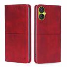 For Tecno Spark 9 Pro Cow Texture Magnetic Horizontal Flip Leather Phone Case(Red) - 1