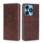 For Tecno Spark 10 4G Cow Texture Magnetic Horizontal Flip Leather Phone Case(Dark Brown) - 1
