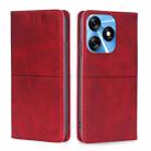 For Tecno Spark 10 4G Cow Texture Magnetic Horizontal Flip Leather Phone Case(Red) - 1