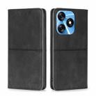 For Tecno Spark 10 4G Cow Texture Magnetic Horizontal Flip Leather Phone Case(Black) - 1