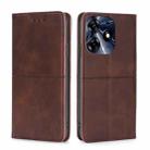 For Tecno Spark 10 Pro Cow Texture Magnetic Horizontal Flip Leather Phone Case(Dark Brown) - 1