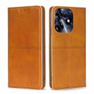 For Tecno Spark 10 Pro Cow Texture Magnetic Horizontal Flip Leather Phone Case(Light Brown) - 1
