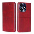 For Tecno Spark 10 Pro Cow Texture Magnetic Horizontal Flip Leather Phone Case(Red) - 1