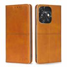 For Tecno Spark 10C Cow Texture Magnetic Horizontal Flip Leather Phone Case(Light Brown) - 1