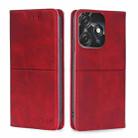 For Tecno Spark 10C Cow Texture Magnetic Horizontal Flip Leather Phone Case(Red) - 1