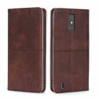 For ZTE Blade A32 Cow Texture Magnetic Horizontal Flip Leather Phone Case(Dark Brown) - 1