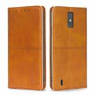 For ZTE Blade A32 Cow Texture Magnetic Horizontal Flip Leather Phone Case(Light Brown) - 1