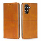 For Huawei Enjoy 60 Cow Texture Magnetic Horizontal Flip Leather Phone Case(Light Brown) - 1
