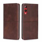 For Rakuten Hand 4G Cow Texture Magnetic Horizontal Flip Leather Phone Case(Dark Brown) - 1