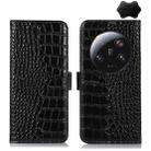 For Xiaomi 13 Ultra Crocodile Top Layer Cowhide Leather Phone Case(Black) - 1