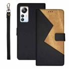 For Blackview A85 idewei Two-color Splicing Leather Phone Case(Black) - 1