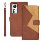 For Blackview A85 idewei Two-color Splicing Leather Phone Case(Brown) - 1
