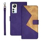 For Blackview A85 idewei Two-color Splicing Leather Phone Case(Purple) - 1