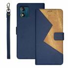 For Motorola Moto E13 idewei Two-color Splicing Leather Phone Case(Blue) - 1