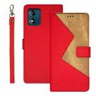 For Motorola Moto E13 idewei Two-color Splicing Leather Phone Case(Red) - 1