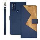 For Motorola Moto G Play 2023 idewei Two-color Splicing Leather Phone Case(Blue) - 1