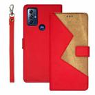 For Motorola Moto G Play 2023 idewei Two-color Splicing Leather Phone Case(Red) - 1