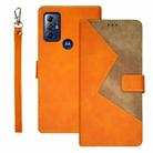 For Motorola Moto G Play 2023 idewei Two-color Splicing Leather Phone Case(Orange) - 1