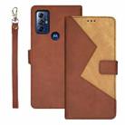 For Motorola Moto G Play 2023 idewei Two-color Splicing Leather Phone Case(Brown) - 1