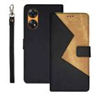 For OPPO Reno8 T 4G idewei Two-color Splicing Leather Phone Case(Black) - 1