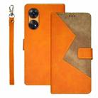 For OPPO Reno8 T 4G idewei Two-color Splicing Leather Phone Case(Orange) - 1