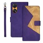 For OPPO Reno8 T 4G idewei Two-color Splicing Leather Phone Case(Purple) - 1