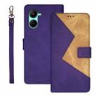 For Realme C33 2023 idewei Two-color Splicing Leather Phone Case(Purple) - 1