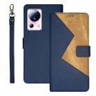 For Xiaomi 13 Lite idewei Two-color Splicing Leather Phone Case(Blue) - 1