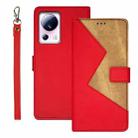 For Xiaomi 13 Lite idewei Two-color Splicing Leather Phone Case(Red) - 1
