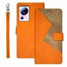 For Xiaomi 13 Lite idewei Two-color Splicing Leather Phone Case(Orange) - 1