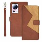 For Xiaomi 13 Lite idewei Two-color Splicing Leather Phone Case(Brown) - 1