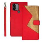 For Xiaomi Poco C51 idewei Two-color Splicing Leather Phone Case(Red) - 1