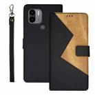 For Xiaomi Poco C51 idewei Two-color Splicing Leather Phone Case(Black) - 1