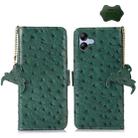 For Samsung Galaxy F14 5G Ostrich Pattern Genuine Leather RFID Phone Case(Green) - 1