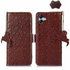 For Samsung Galaxy F14 5G Ostrich Pattern Genuine Leather RFID Phone Case(Coffee) - 1
