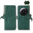 For Xiaomi 13 Ultra Ostrich Pattern Genuine Leather RFID Phone Case(Green) - 1