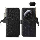 For Xiaomi 13 Ultra Ostrich Pattern Genuine Leather RFID Phone Case(Black) - 1