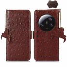 For Xiaomi 13 Ultra Ostrich Pattern Genuine Leather RFID Phone Case(Coffee) - 1