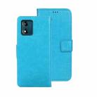 For Motorola Moto E13 idewei Crazy Horse Texture Leather Phone Case with Holder(Sky Blue) - 1