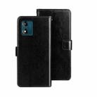 For Motorola Moto E13 idewei Crazy Horse Texture Leather Phone Case with Holder(Black) - 1