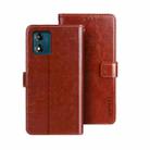 For Motorola Moto E13 idewei Crazy Horse Texture Leather Phone Case with Holder(Brown) - 1