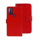 For Motorola Moto G Play 2023 idewei Crazy Horse Texture Leather Phone Case with Holder(Red) - 1