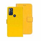 For Motorola Moto G Play 2023 idewei Crazy Horse Texture Leather Phone Case with Holder(Yellow) - 1