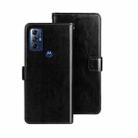 For Motorola Moto G Play 2023 idewei Crazy Horse Texture Leather Phone Case with Holder(Black) - 1