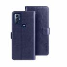 For Motorola Moto G Play 2023 idewei Crazy Horse Texture Leather Phone Case with Holder(Blue) - 1