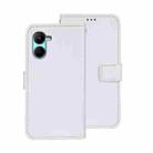 For Realme C33 2023 idewei Crazy Horse Texture Leather Phone Case with Holder(White) - 1