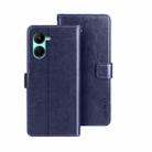 For Realme C33 2023 idewei Crazy Horse Texture Leather Phone Case with Holder(Blue) - 1